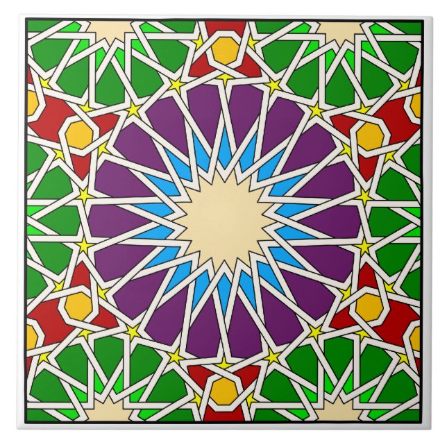 Cerâmica azulejo de padrões geométricos islâmicos (Frente)