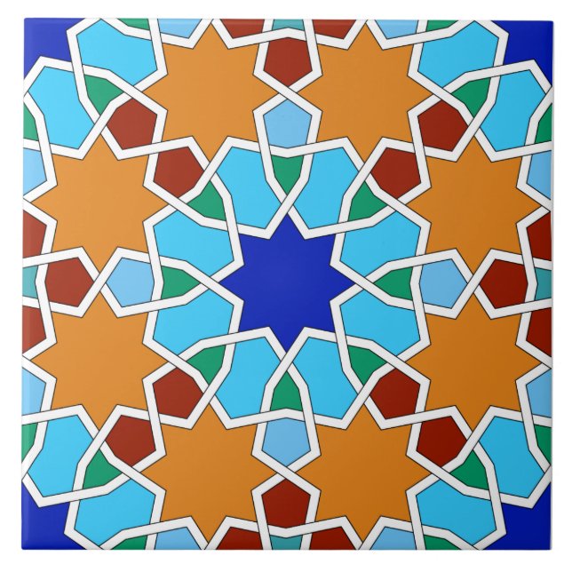Cerâmica azulejo de padrões geométricos islâmicos (Frente)