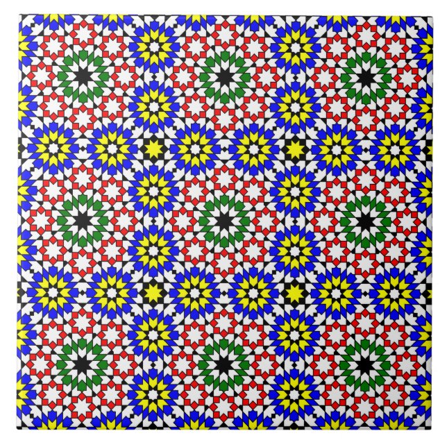 Cerâmica azulejo de padrões geométricos islâmicos (Frente)