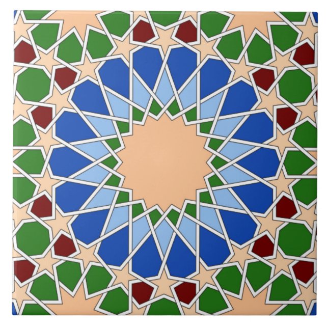 Cerâmica azulejo de padrões geométricos islâmicos (Frente)