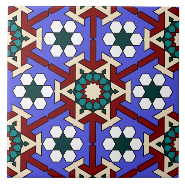Cerâmica azulejo de padrões geométricos islâmicos (Frente)