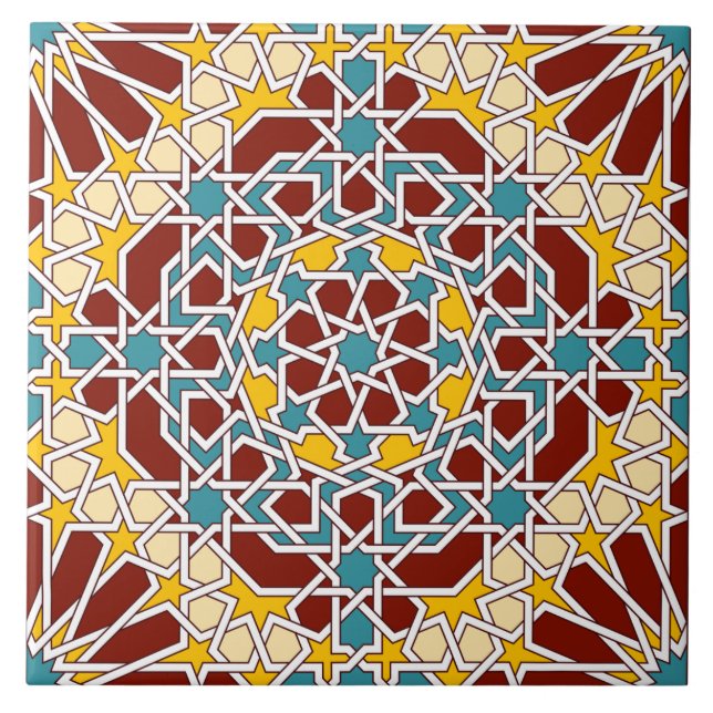 Cerâmica azulejo de padrões geométricos islâmicos (Frente)