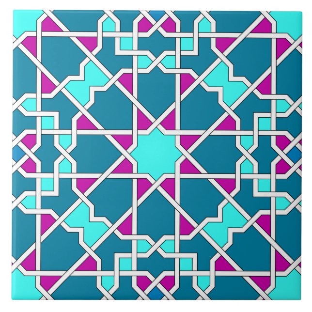 Cerâmica azulejo de padrões geométricos islâmicos (Frente)