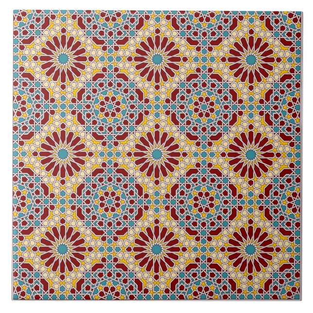 Cerâmica azulejo de padrões geométricos islâmicos (Frente)