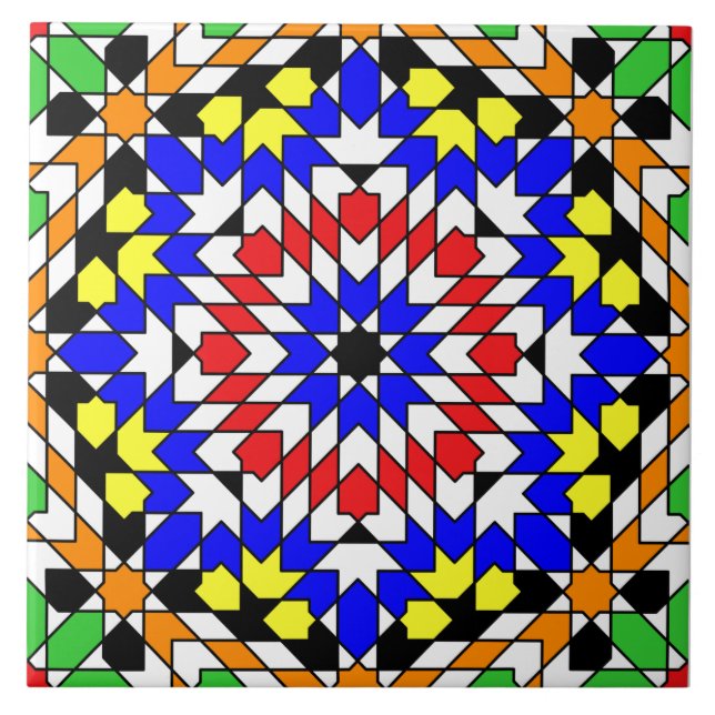 Cerâmica azulejo de padrões geométricos islâmicos (Frente)