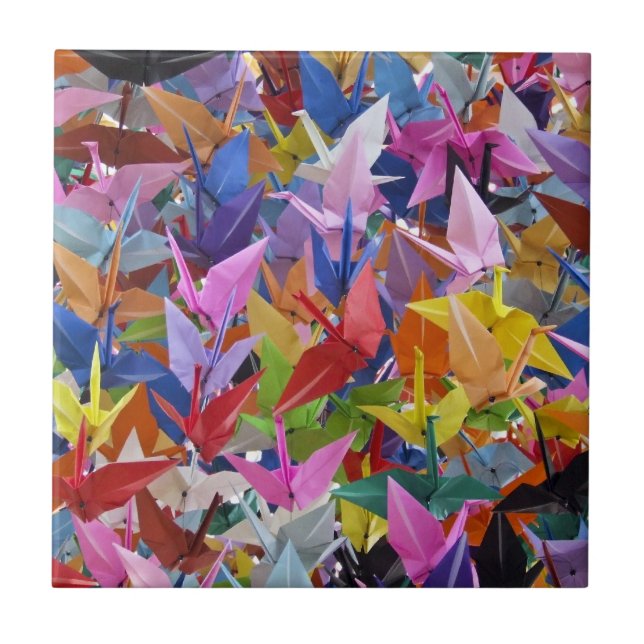 Cerâmica Azulejo de papel de 1.000 guindastes de Origami (Frente)
