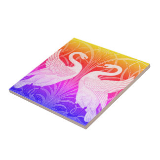 Cerâmica Azulejo de papel de parede Swan e Rush e Iris