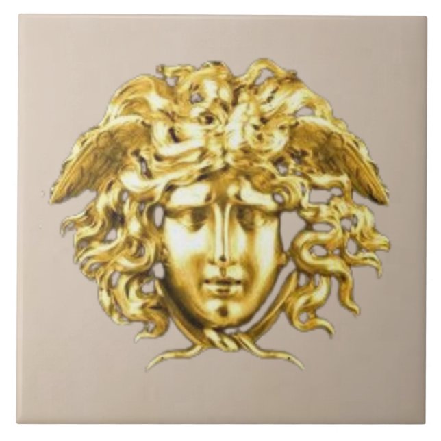 Cerâmica Azulejo de Parede Medusa Dourada (Frente)