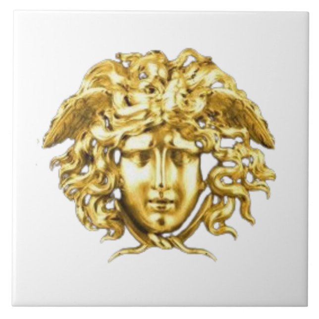Cerâmica Azulejo de Parede Medusa Dourada (Frente)