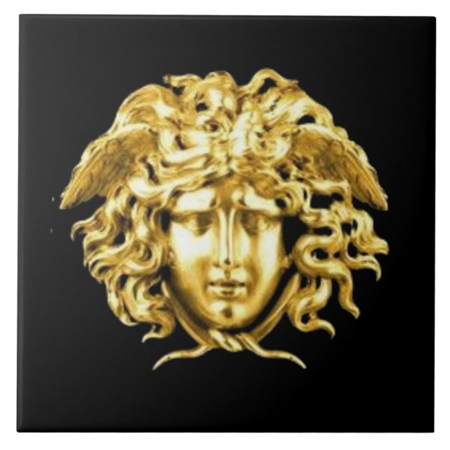 Cerâmica Azulejo de Parede Medusa Dourada (Frente)