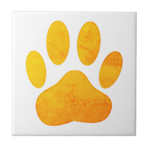 Cerâmica Azulejo de Pawprint do Cachorro Laranja Russo