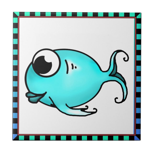 Cerâmica Azulejo de peixe azul (Frente)