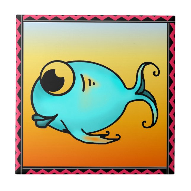 Cerâmica Azulejo de peixe azul (Frente)