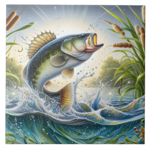 Cerâmica Azulejo de Peixe-Bass