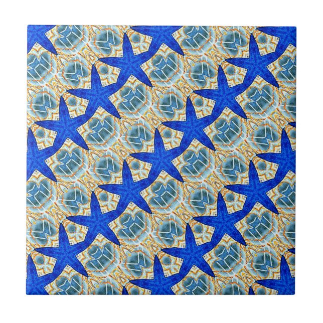 Cerâmica azulejo de peixe-estrela azul (Frente)