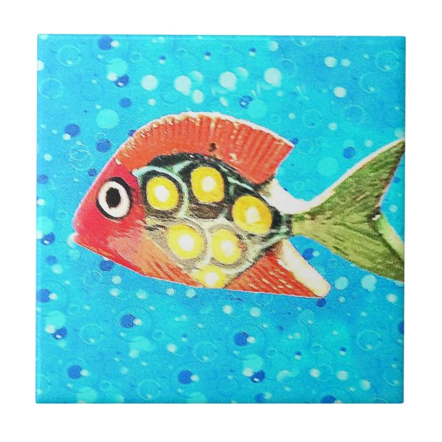 Cerâmica Azulejo de Peixes Tropicais (Frente)