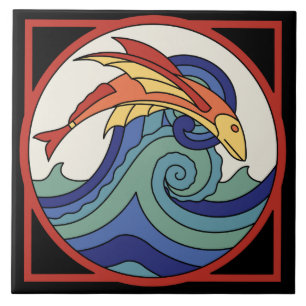 Cerâmica Azulejo de Peixes Voadores da Ilha da Catalunha