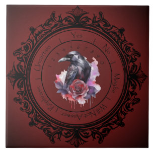 Cerâmica Azulejo de Pêndulo Corvo Gótico Vermelho