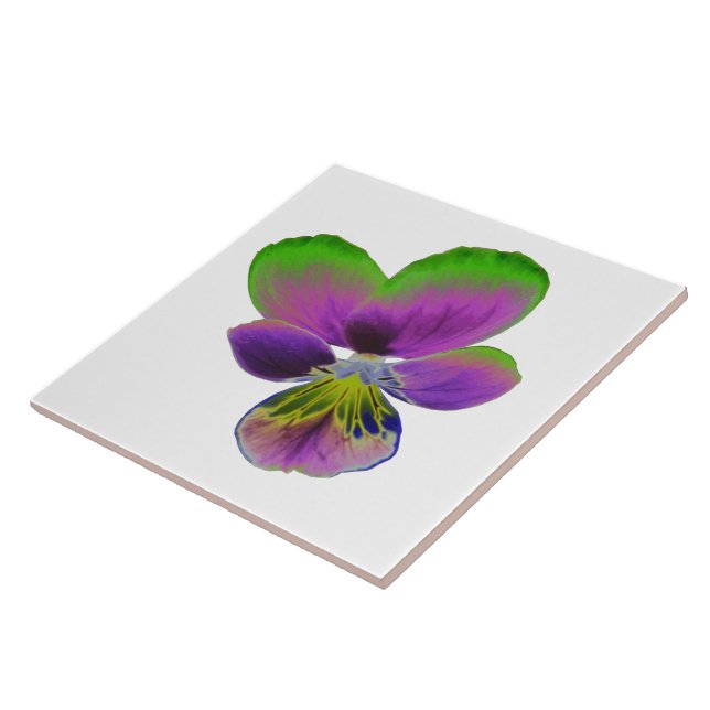 Cerâmica Azulejo de Pensamento Roxo e Verde (Lateral)