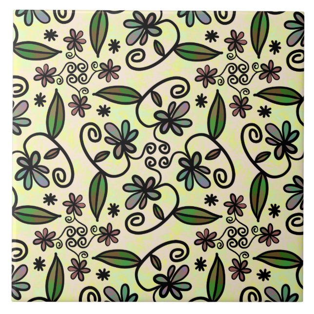 Cerâmica azulejo de pétalas botânicas (Frente)
