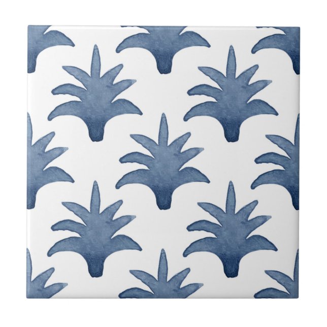Cerâmica Azulejo de Pinecone azul e branco (Frente)