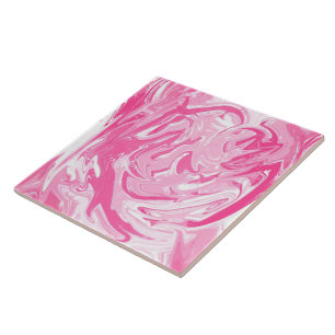 Cerâmica Azulejo de pintura de Abstrato branco cor-de-rosa