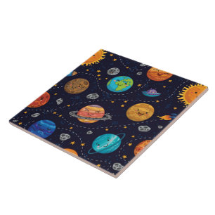 Cerâmica Azulejo de Planetas Felizes