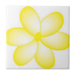 Cerâmica Azulejo de Plumeria do Havaí Amarelo e Branco