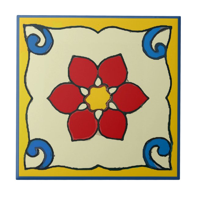 Cerâmica Azulejo de Poinsettia mexicano (Frente)