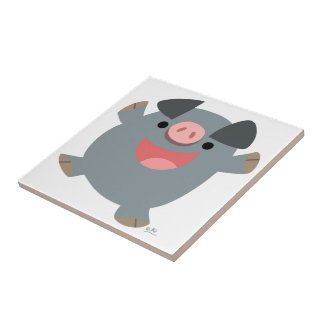 Cerâmica Azulejo de Porco Bonito de Bouncy de Cartoon