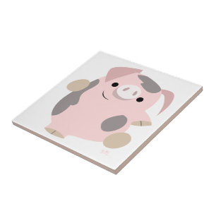 Cerâmica Azulejo de Porco Dançante de Cartoon Bonito