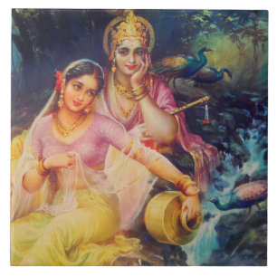 Cerâmica Azulejo de Radha e de Krishna