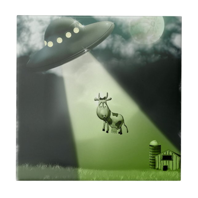 Cerâmica Azulejo de Rapto de Vacas UFO Complicadas (Frente)