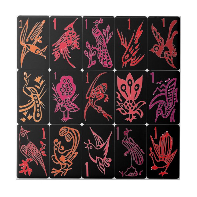 Cerâmica Azulejo De Reds Mah Jongg One Bams (Frente)