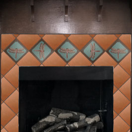 Cerâmica Azulejo de relator de parecer, verde e cobre