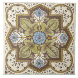 Cerâmica Azulejo de Reprodução Floral Vitoriano Belo Azul