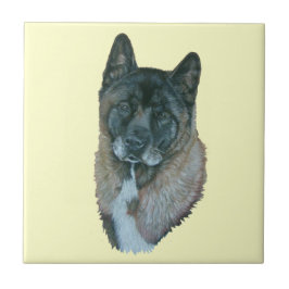 Cerâmica Azulejo de retrato do cão akita, cara negra americ