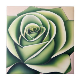 Cerâmica Azulejo de Rosa Esmeralda Art Déco