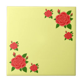 Cerâmica Azulejo de Rosa Vermelha Com Botões