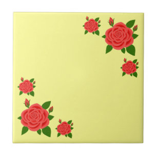 Cerâmica Azulejo de Rosa Vermelha Com Botões