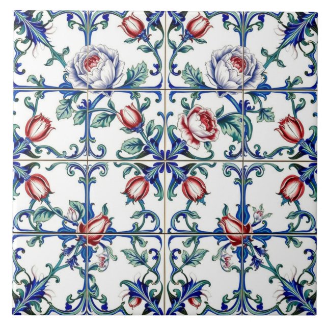 Cerâmica azulejo de rosas da primavera (Frente)