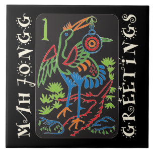 Cerâmica Azulejo de Saudações Mah Jongg Bird