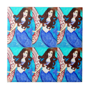 Cerâmica azulejo de seis sereias brunette