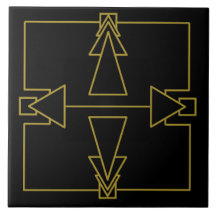 Azulejo de Seta Dupla na Art Deco Dourado e Preto
