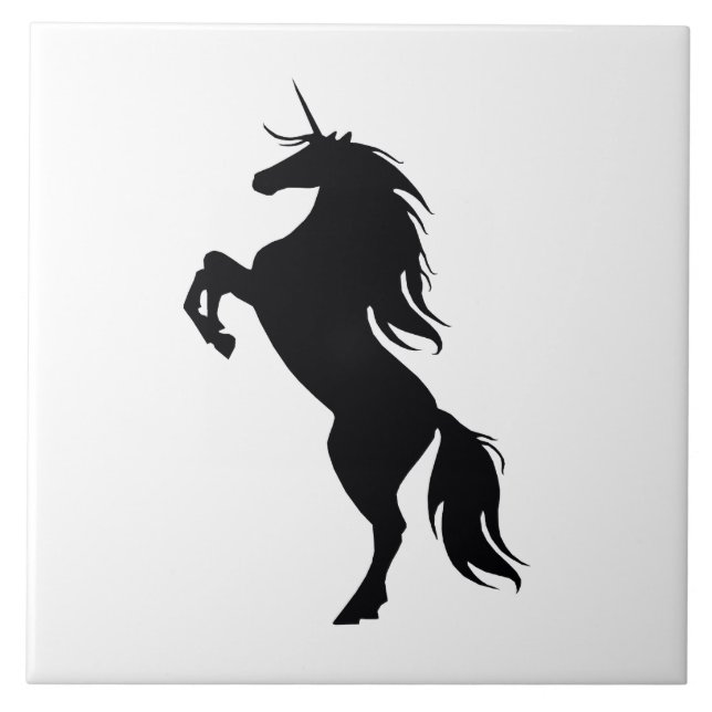 Cerâmica Azulejo de silhueta preto Unicorn (Frente)