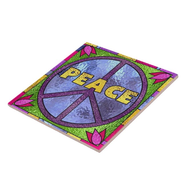 Cerâmica Azulejo de sinal de paz de vidro com mancha falsa (Lateral)