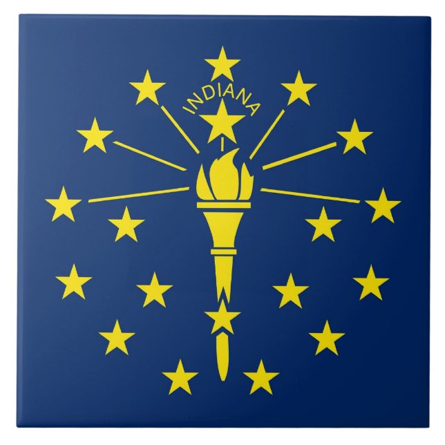 Cerâmica Azulejo de Sinalizador do Estado de Indiana (Frente)