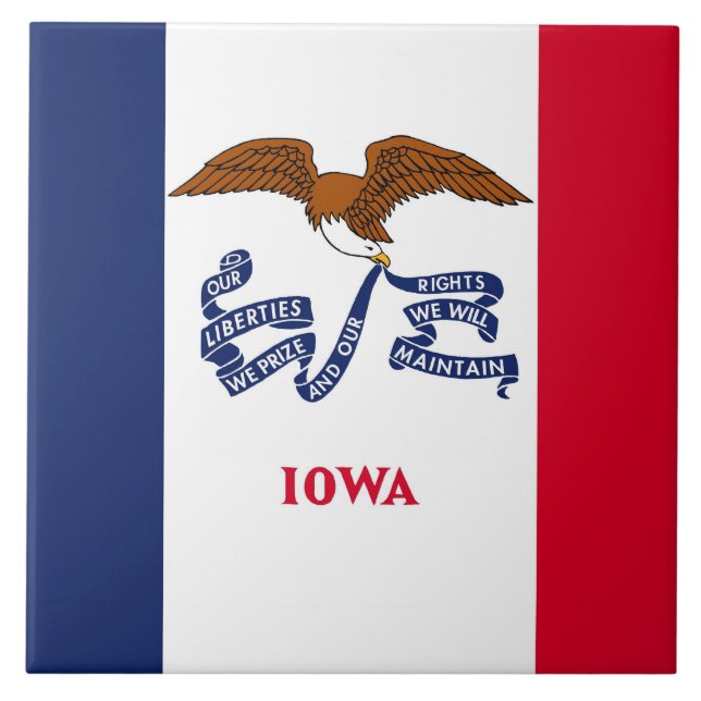 Cerâmica Azulejo de Sinalizador do Estado de Iowa (Frente)