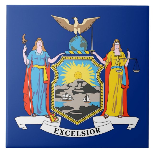 Cerâmica Azulejo de Sinalizador do Estado de Nova Iorque (Frente)