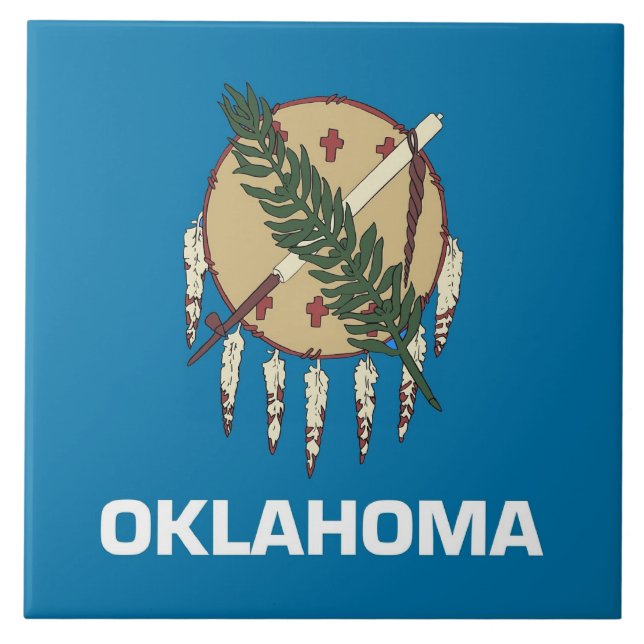 Cerâmica Azulejo de Sinalizador do Estado de Oklahoma (Frente)
